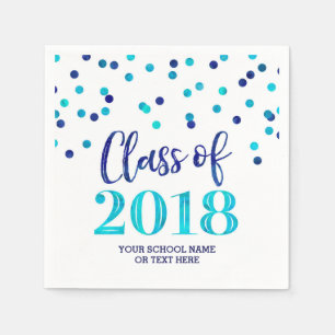 Blaue Watercolorconfetti-Klasse von Abschluss 2018 Serviette