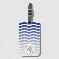 Blaue Waves glänzendes Muster Elegantes Monogramm
