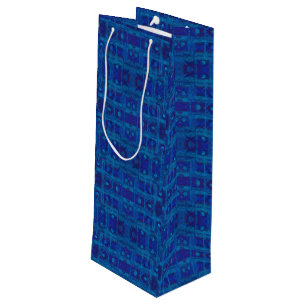 Blaue Webart, abstraktes geometrisches Muster, han Geschenktüte Für Weinflaschen