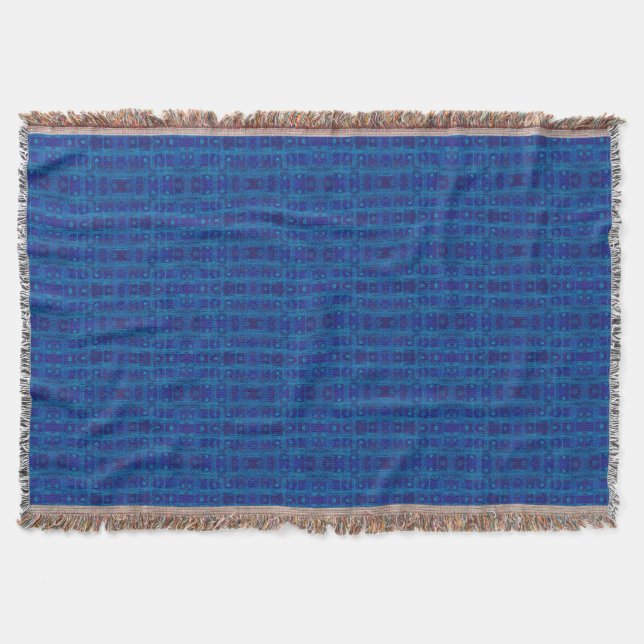 Blaue Weberei, abstraktes geometrisches Muster, ha Decke (Vorderseite)