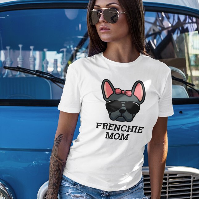 Blaue weibliche Bulldog-Mama Frenchie Dog T-Shirt (Von Creator hochgeladen)
