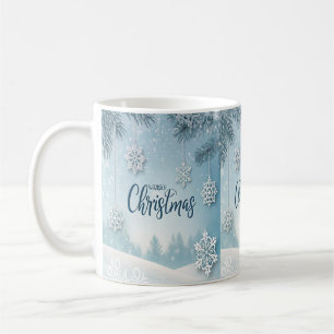 Blaue weiche und ruhige Weihnachts-Schneekristallg Kaffeetasse