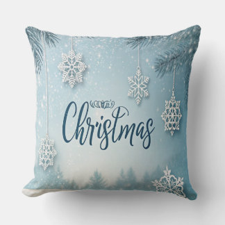 Blaue weiche und ruhige Weihnachts-Schneekristallg Kissen