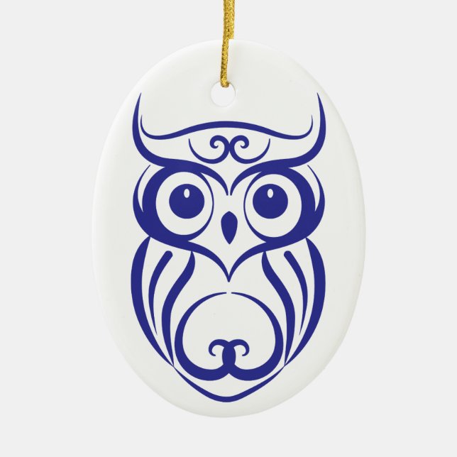 Blaue Weide-China-Art-Eulen-Verzierung Keramikornament (Vorne)