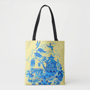 Blaue Weide-China auf Buttergelb-Taschen-Tasche Tasche