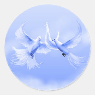 "Blaue Weide-Tauben" ~ 3" runder Aufkleber