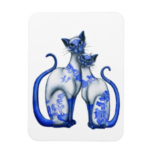 Blaue Weiden Siamesen Katzen Magnet