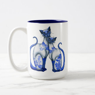 Blaue Weiden Siamesen Katzen Zweifarbige Tasse