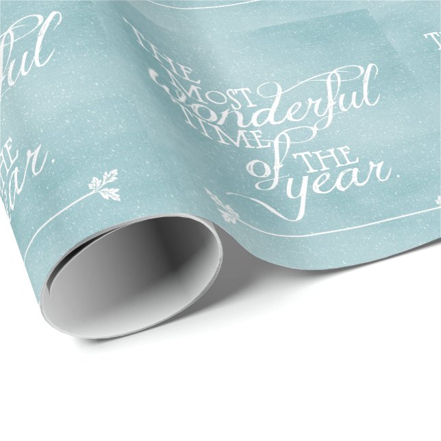 Blaue Weihnachten mit Worten Geschenkpapier (Rolleneckpunkt)