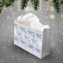 Blaue Weihnachts-Artsy-Weihnachtsbaum-Geschenktasc Große Geschenktüte