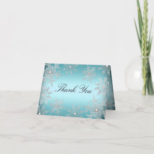 Blaue Weihnachts-Dankeskarte mit Kristall-Schneefl Dankeskarte