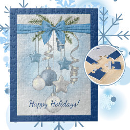 Blaue Weihnachts-Mehrfach-Ornamente 28cm x 35,5cm