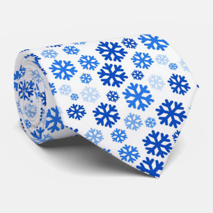 Blaue Weihnachts-Schneeflocken auf Weiß, Winter-Th Krawatte