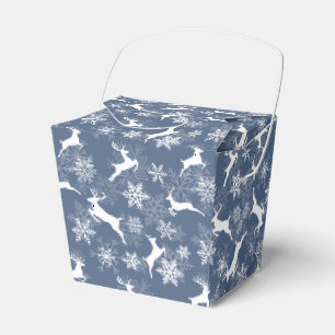 Blaue Weihnachts-Schneeflocken-Hirsch-Muster Geschenkschachtel