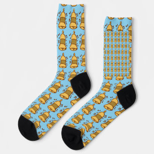 Blaue Weihnachts-Socken mit gelben Glocken Socken