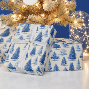 Blaue Weihnachts-Toile Geschenkpapier