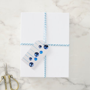 Blaue Weihnachtsbällchen Foto mit Text Geschenkanhänger