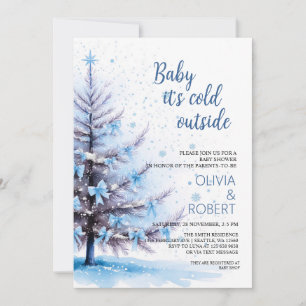 Blaue Weihnachtsbaum-Baby-Party Einladung