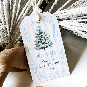 Blaue Weihnachtsbaum-Baby-Party Geschenkanhänger