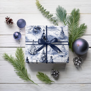 Blaue Weihnachtsbaum-Muster #3 ID1009 Geschenkpapier