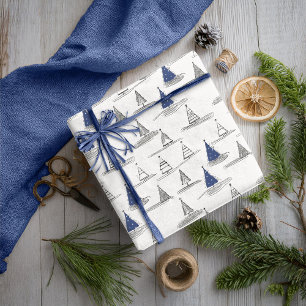 Blaue Weihnachtsbaum-Muster #5 ID1009 Geschenkpapier