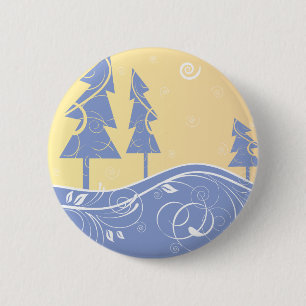 blaue Weihnachtsbäume Button