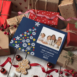 Blaue Weihnachtsbaume Feiertage Fotokarte Feiertagskarte