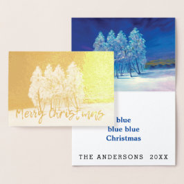 Blaue Weihnachtsbaumen Folienkarte