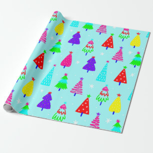 Blaue Weihnachtsbaumkunst - Pop Geschenkpapier