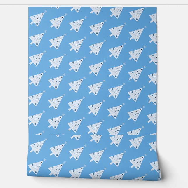 Blaue Weihnachtsbaummuster Tapete (Abrollen)