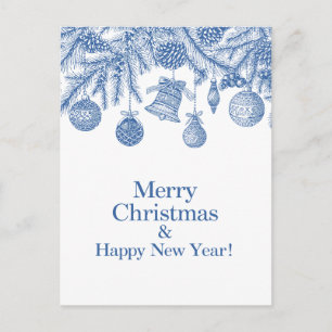 Blaue Weihnachtsdekoration Chinoiserie Postkarte