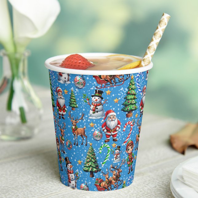 Blaue Weihnachtsdekoration Pappbecher (Von Creator hochgeladen)