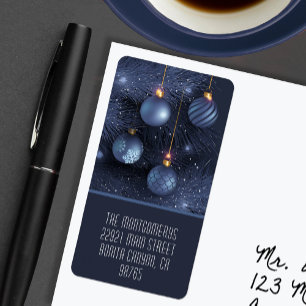 Blaue Weihnachtsdekoration Rücksendeadresse Adressaufkleber