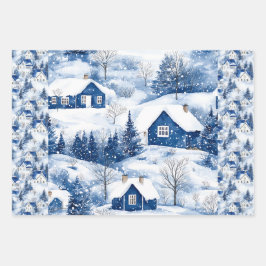 Blaue Weihnachtsfeier Geschenkpapier Set