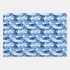 Blaue Weihnachtsfeier Geschenkpapier Set