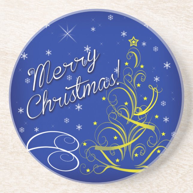 Blaue Weihnachtsfeier Getränkeuntersetzer (Vorne)