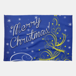 Blaue Weihnachtsfeier Handtuch