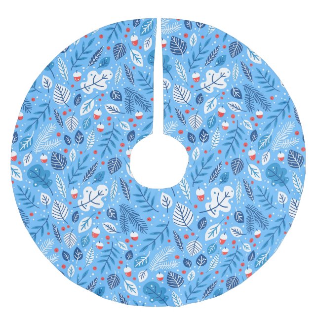 Blaue Weihnachtsfeier Polyester Weihnachtsbaumdecke (Vorderseite)
