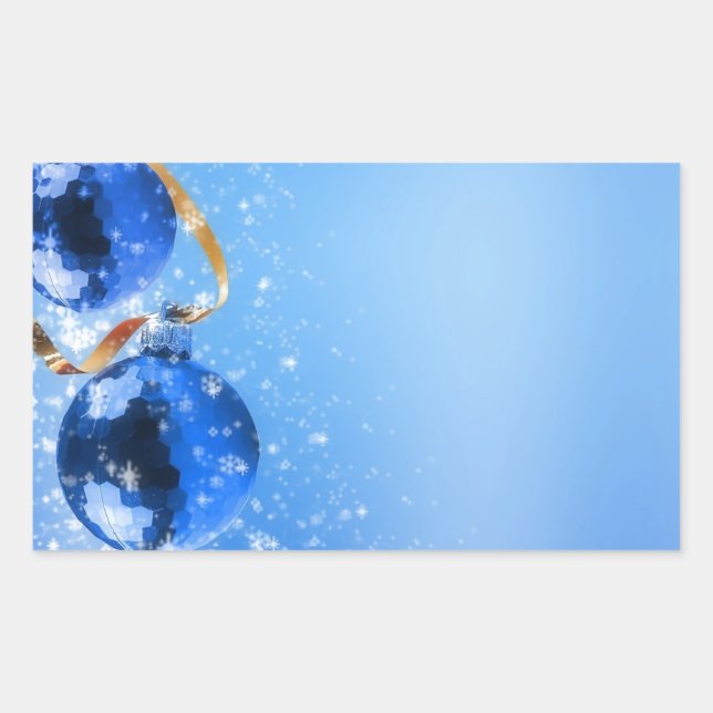Blaue Weihnachtsfeier Rechteckiger Aufkleber (Vorderseite)