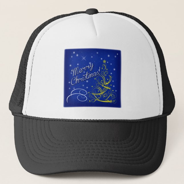 Blaue Weihnachtsfeier Truckerkappe (Vorderseite)