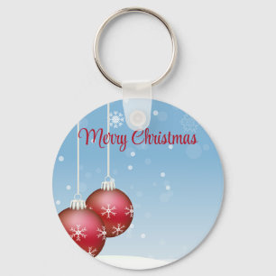Blaue Weihnachtsflocken mit Ornament Schlüsselanhänger