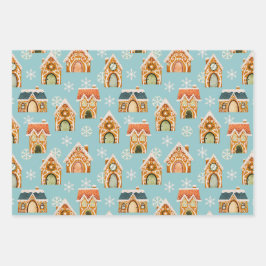 Blaue Weihnachtsgebäck Cookies Schneeflocken Geschenkpapier Set