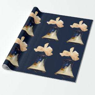 Blaue Weihnachtsklingel Bell Geschenkpapier