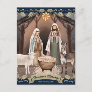 Blaue Weihnachtskrippe Christliches Weihnachten