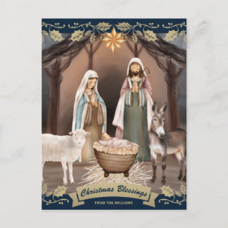 Blaue Weihnachtskrippe Christliches Weihnachten