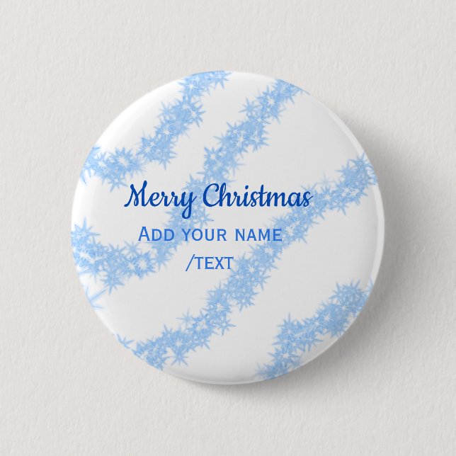 Blaue Weihnachtslieder mit glänzenden Glitzer trag Button (Vorderseite)