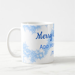 Blaue Weihnachtslieder mit glänzenden Glitzer trag Kaffeetasse