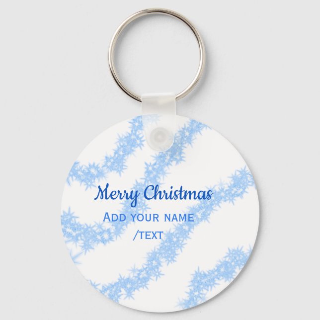 Blaue Weihnachtslieder mit glänzenden Glitzer trag Schlüsselanhänger (Vorderseite)