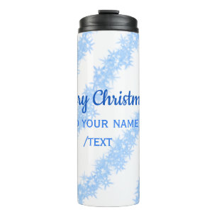 Blaue Weihnachtslieder mit glänzenden Glitzer trag Thermosbecher