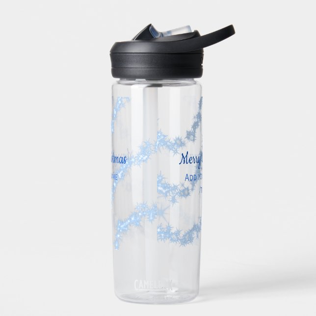 Blaue Weihnachtslieder mit glänzenden Glitzer trag Trinkflasche (Links)